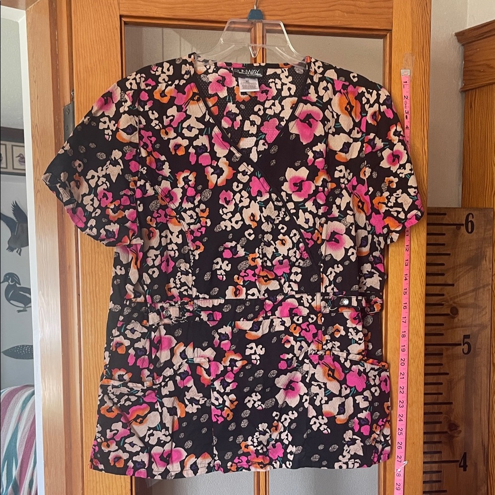 Floral Print Women's Scrub Top Uniform